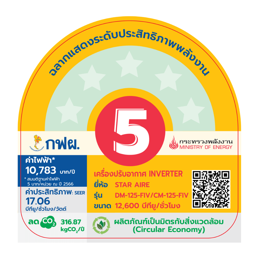 แอร์ติดผนัง สตาร์แอร์ รุ่น CM-125FIV/DM-125FIV อินเวอร์เตอร์_1